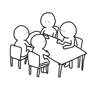 話し合うようすす